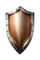 Medieval Shield with Metal Rivets and a Polished Wooden Texture for Fantasy or Historical Depictions