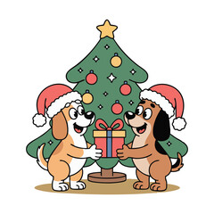 Fototapeta premium Dog wearing Christmas Costume and ornament design