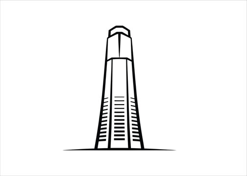 Iconic skyscraper outline illustration symbolizing urban development and modern architecture
