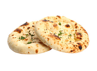 Naan bread, isolated on a transparent background; PNG