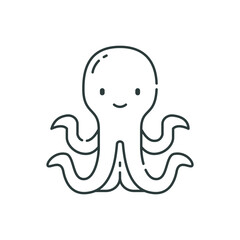 A cartoonstyle minimalist octopus drawing. editable line icon