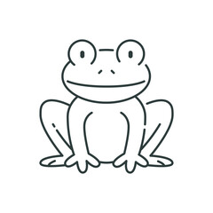 A simple line drawing of a frog sitting facing forward. editable line icon