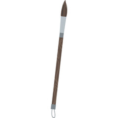 Pixel Art Paintbrush with Brown Handle and Silver Metal Ferrule on Transparent Background Ideal for Digital Art and Design Projects