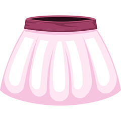 Pixel Art Pink Flared Skirt with Dark Red Waistband Isolated on Transparent Background