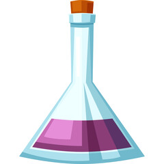 Pixel Art Potion Bottle With Purple Liquid And Orange Cap Isolated On Transparent Background