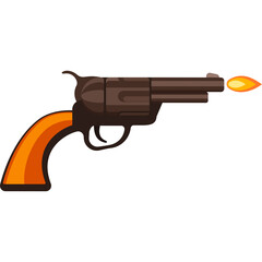 Pixel Art Revolver Firing With Muzzle Flash On Transparent Background
