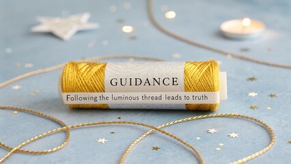 A golden thread with the word guidance and luminous text