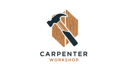 Hammer Against Wood Graphic on Transparent Background for Workshop
