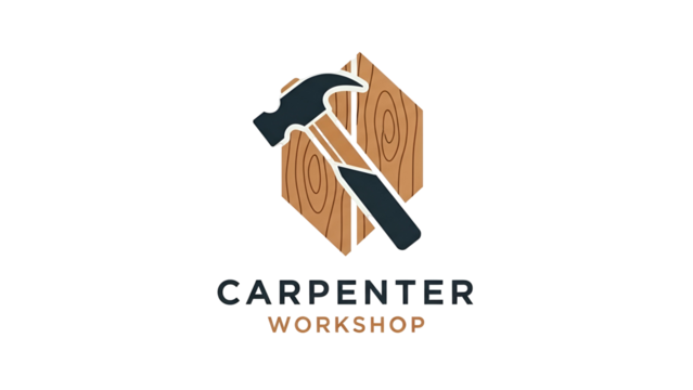 Hammer Against Wood Graphic on Transparent Background for Workshop