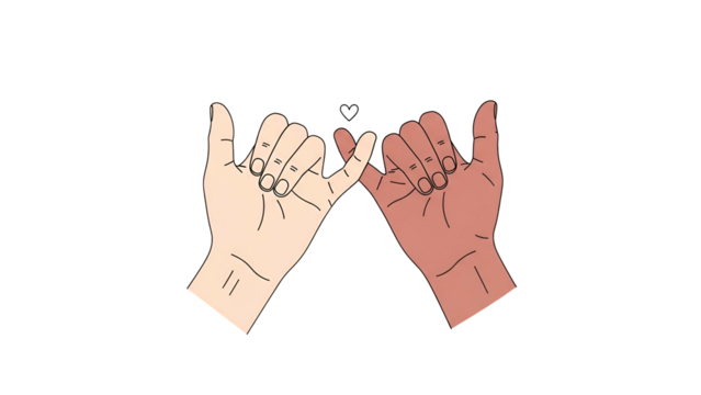 Pinky Promise Illustration with Diverse Hands on Transparent Background