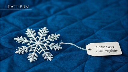 A Snowflake Displayed on a Blue Surface with a Product Tag