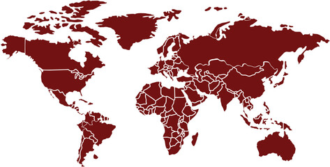 High resolution map of the world split into individual countries. High detail world map © muhammad sufyan