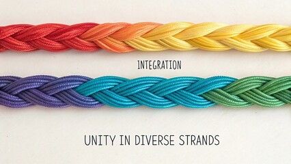Braided colorful threads showing unity and integration