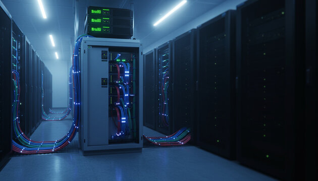 Data Center Power Infrastructure Photorealistic Image
