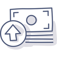 Simple Doodle Icon Showing A Stack Of Bills With An Upward Arrow Indicating Financial Growth And Profitability On A Transparent Background