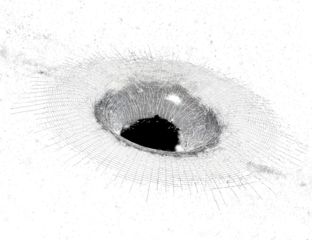 Concentric fractal pattern radiates from a dark central oval void