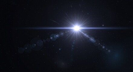 Realistic light flares and glowing effects, resembling camera flash or sunlight reflections on a lens, including star-like glints and sparkling glares isolated on a dark background.
