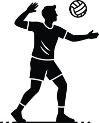 Silhouette of a male volleyball player serving the ball
