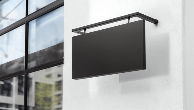 Blank sign outside a shop or restaurant 