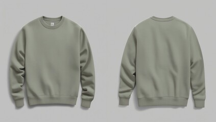 Blank sweatshirt mock up template in front, and back views, isolated on white, 3d rendering, 3d illustration