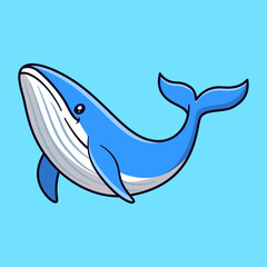 Fototapeta premium Kawaii Whale Happy Swiming Illustration