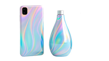 Iridescent Phone Case and Water Bottle Duo with Holographic Finish and Modern Design for Everyday Use