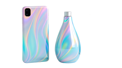Iridescent Phone Case and Water Bottle Duo with Holographic Finish and Modern Design for Everyday Use