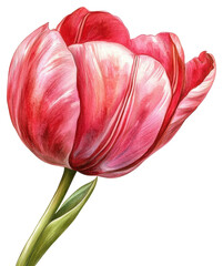 Blooming pink tulip nature floral illustration studio close-up
