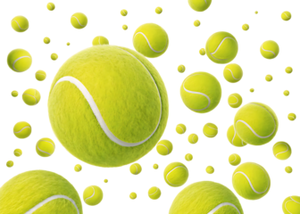 Dynamic Tennis Ball Composition on Black Background Demonstrating Sport and Activity Excitement and Energetic Movement with Vibrant Yellow Green Color