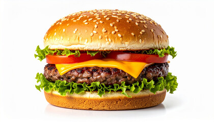 Classic Cheeseburger Isolated on White Background