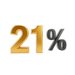 21% gold symbol 3d text illustration