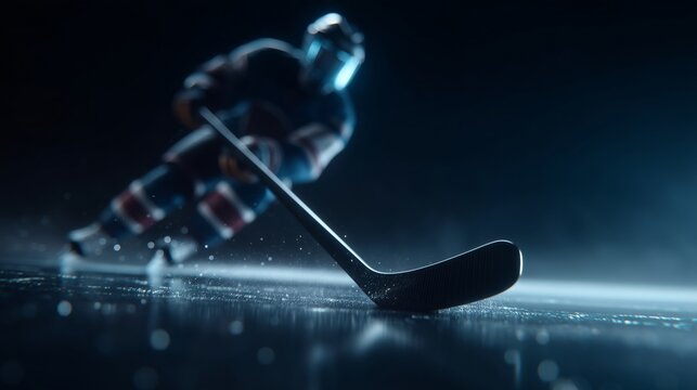 Ice Hockey Player with stick in Action - Powered by Adobe