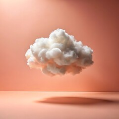 Fluffy Cloud Concept on Peach Background Studio Shot Creative Sky Cotton Wool Idea Inspiration Art Design