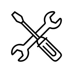 Simple illustration of crossed wrench and screwdriver
