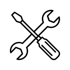 Illustration of a wrench and screwdriver crossed