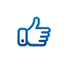 Obraz premium Upward thumb icon with blue glow, symbolizing approval, positivity, and agreement