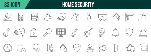 Home security collection, editable and resizable vector icon templates.