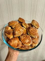 homemade cakes. delicious sugar cookies in close-up on a plate. cooking. cooking at home