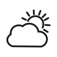Simple line art icon of a sun behind a cloud