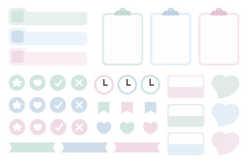 Pastel planner elements vector set