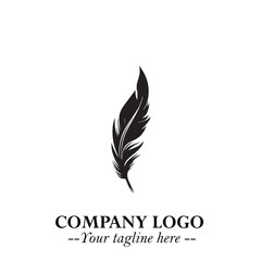 Feather Logo Symbol in Black on the White Background Minimalist Elegant Vector Illustration