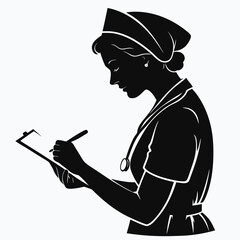 Obraz premium Nurse holding pen silhouette