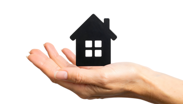 PNG Transparent Black House Silhouette in Hand - Powered by Adobe