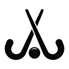 Hockey Stick and Puck Vector Icon | Ice Hockey Silhouette Logo Design.