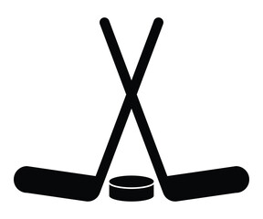 Ice Hockey Player Silhouette with Stick and Puck | Sports Vector Illustration.