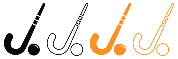Hockey Stick Logo and Puck Icon | Flat Glyph Sports Design Vector.