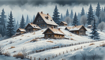 house in the snow