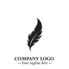 Feather Logo Symbol in Black on the White Background Minimalist Elegant Vector Illustration