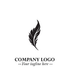 Feather Logo Symbol in Black on the White Background Minimalist Elegant Vector Illustration