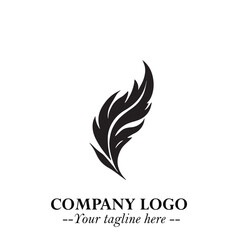 Fototapeta premium Feather Logo Symbol in Black on the White Background Minimalist Elegant Vector Illustration